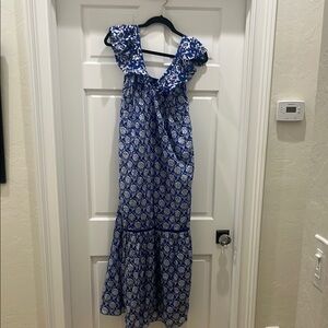 Blue and White Maxi Dress